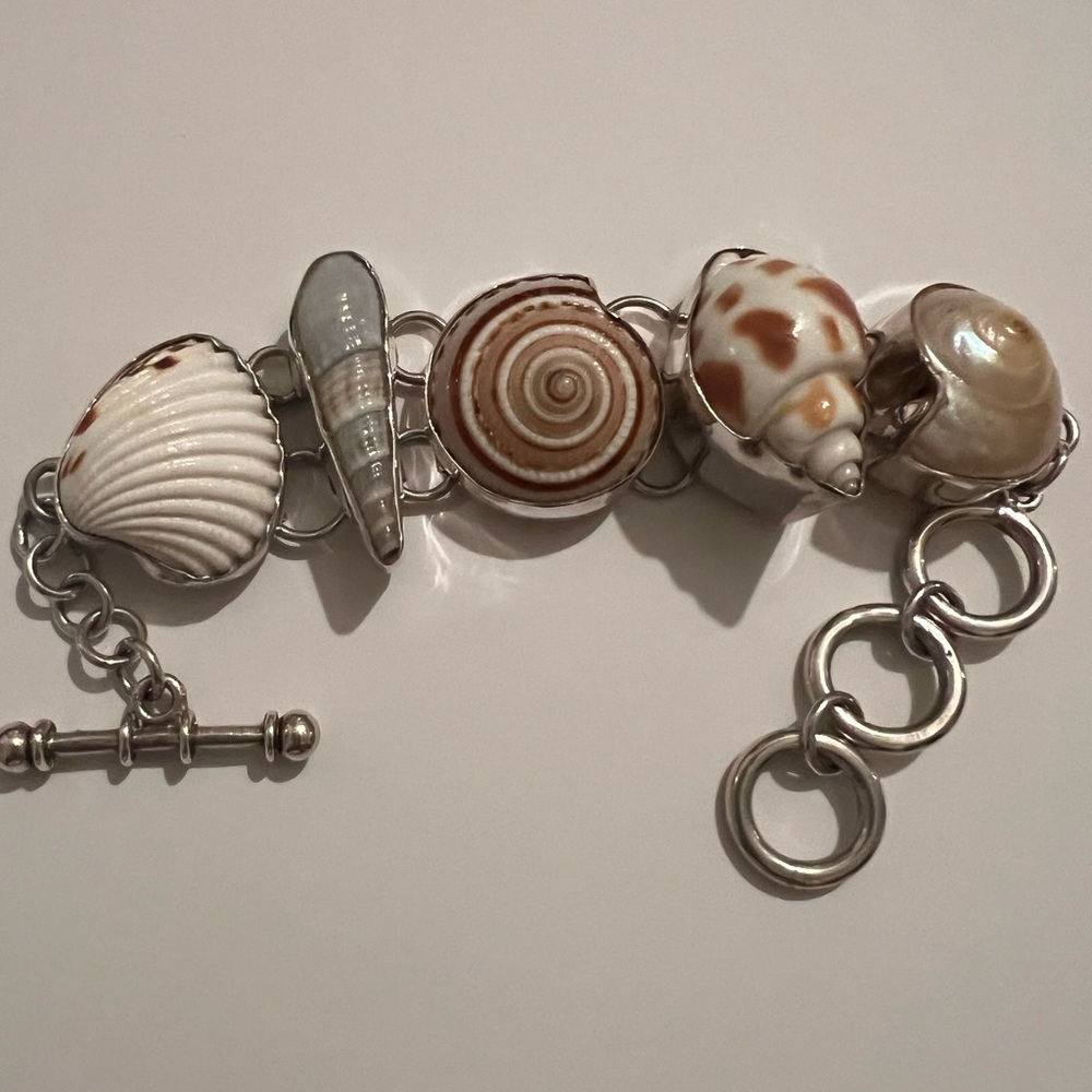 Charles Albert Heavy Chunky .950 Sterling Silver Multi-Shell Bracelet